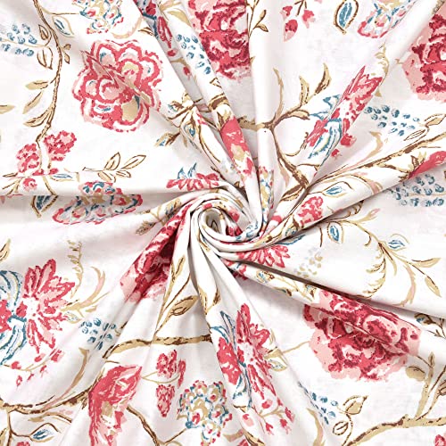 Image of haus & kinder Elastic Fitted Double Size Floral Bedsheets, 186 TC, 100% Cotton Queen Size Elastic Bed Sheet with 2 Pillow Covers-Pink Bedsheet