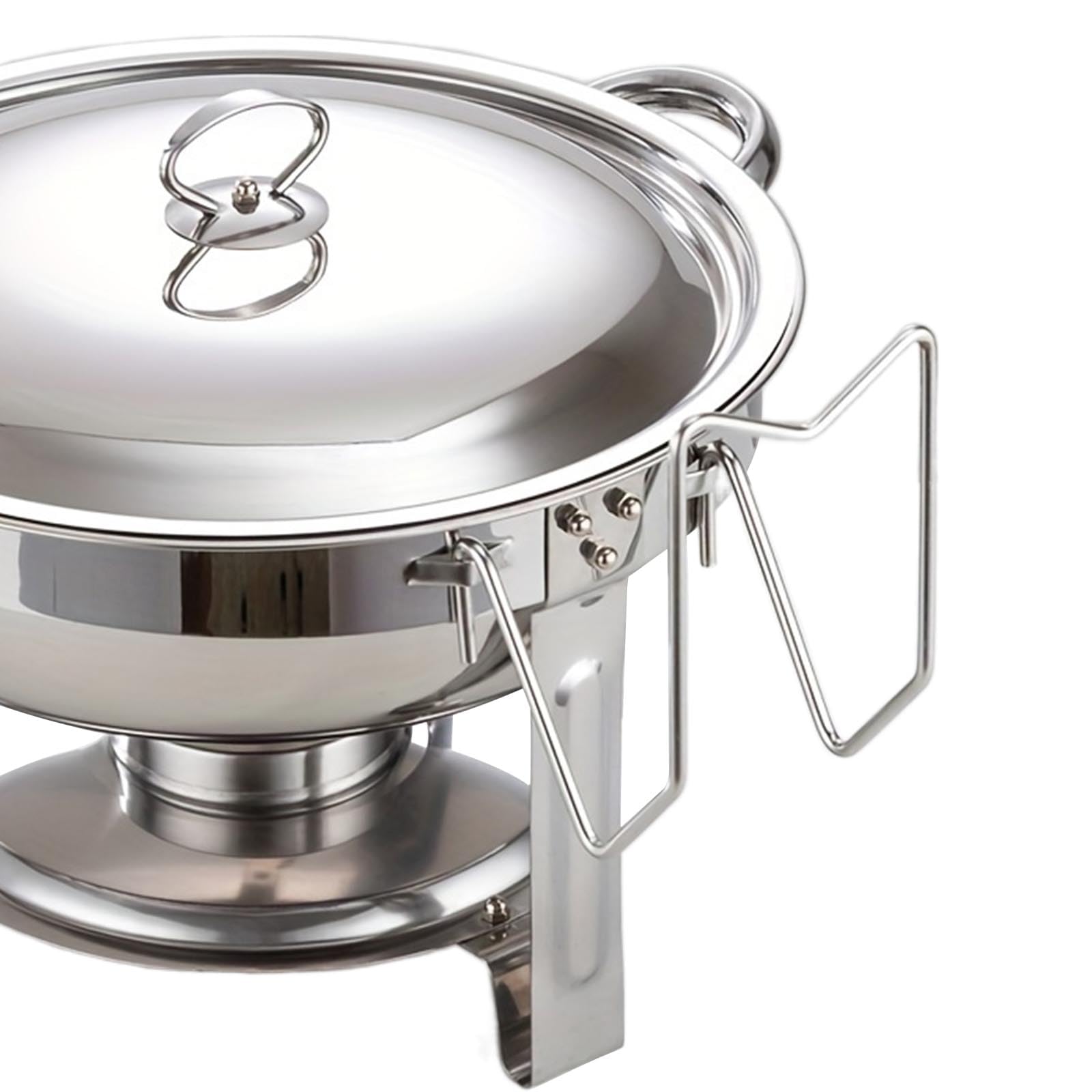 2 scaldavivande Chafing Dish da 4,5 l, scaldabagno rotondo in acciaio inox, contenitore termico per alimenti, scalda buffet, accessori per eventi catering, buffet con coperchio e clip per feste
