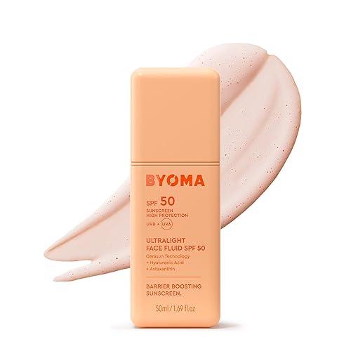 BYOMA SPF 50 Face Fluid (50ml) Ultra-Lightweight Facial Sunscreen for All Skin Tones - Luminous Glow, No White Cast - SPF Moisturiser, Strengthens Skin Barrier - SPF 50