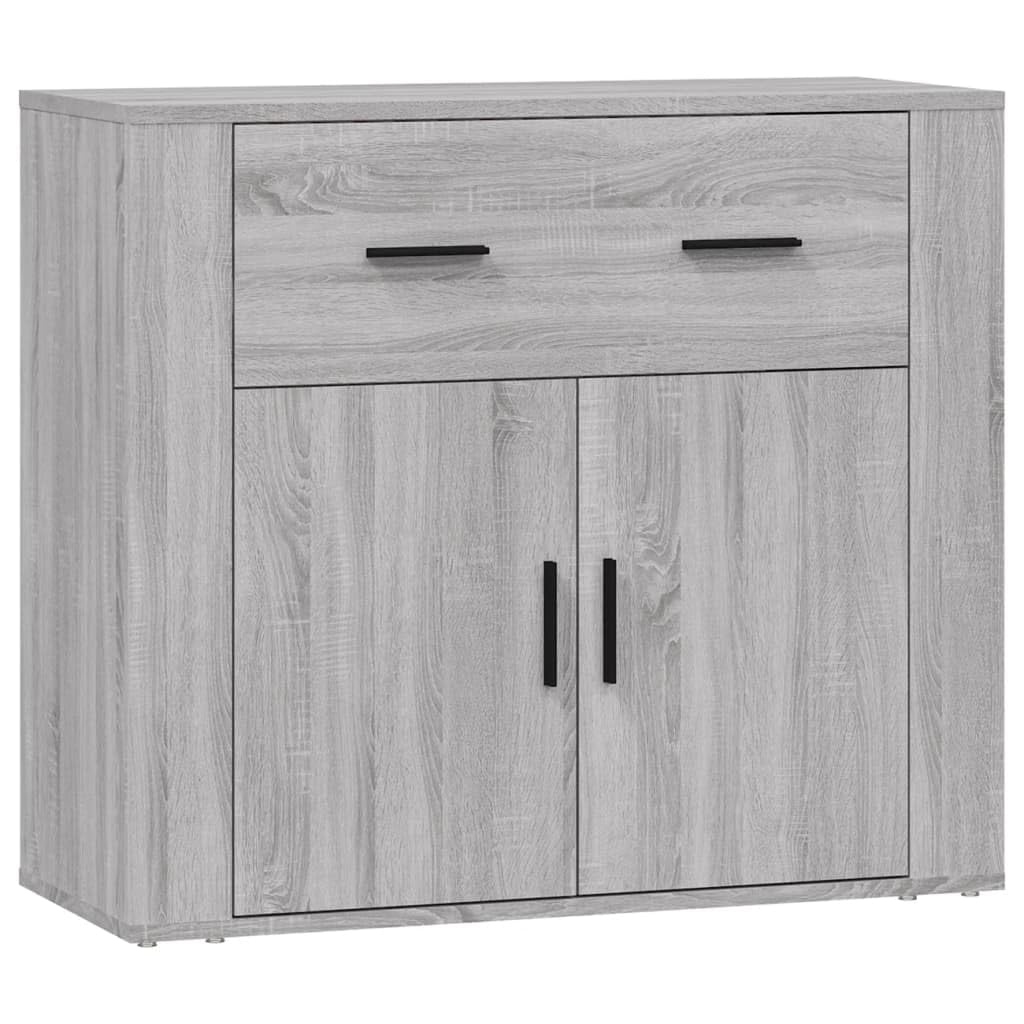 Aparador gris Sonoma de 80x33x70 cm con cajones y puertas para organizar tu salón