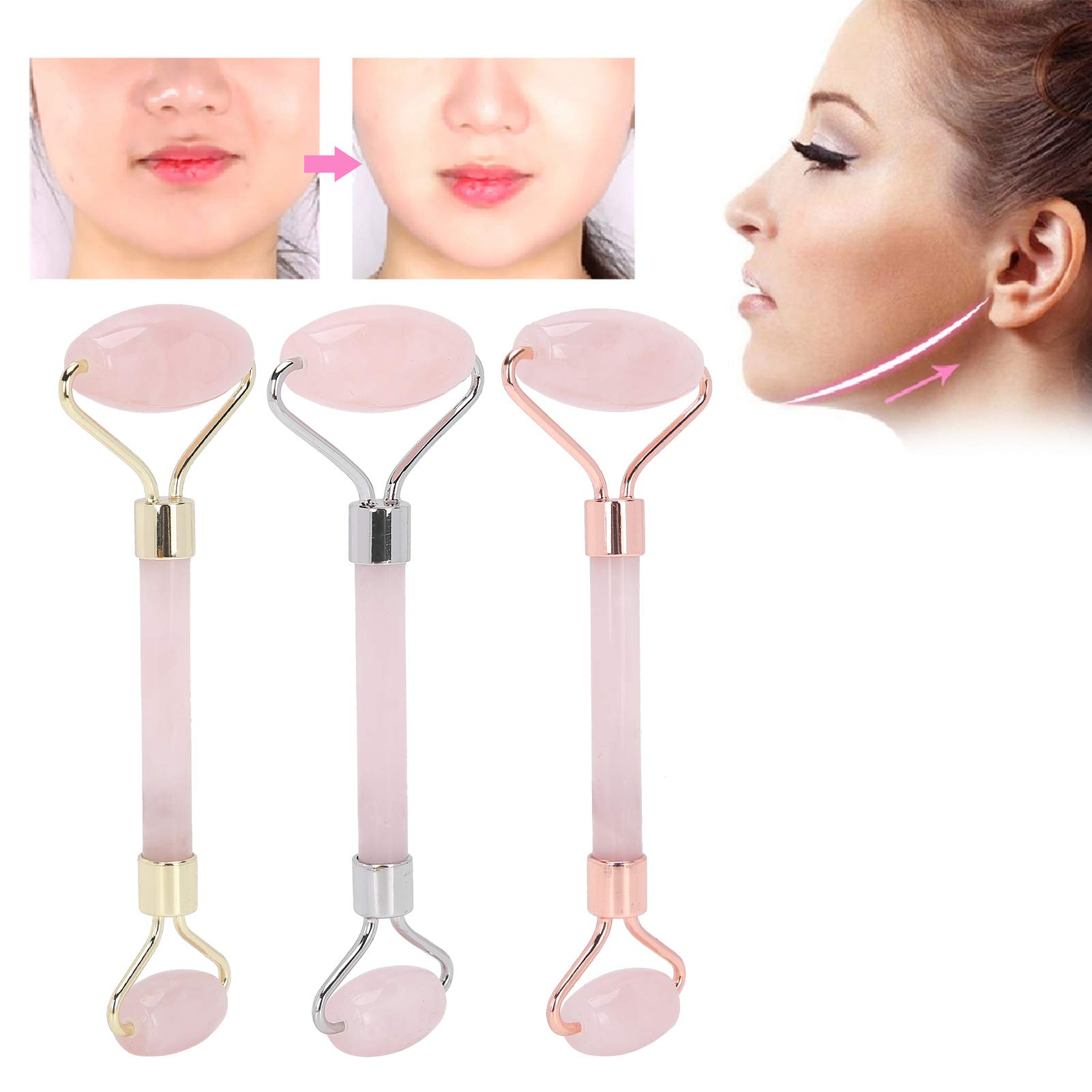 Masajeador facial Jade Roller Face Jade Gua Sha, masajeador de rodillo de piel, herramienta de adelgazamiento, masajeador facial, rodillo facial para piel, ojos, cuello(plata plata plata plata plata)