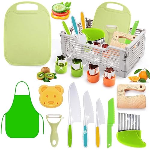 Neuytiky Coltelli da Cucina per Bambini di 15 Pezzi,Coltelli di Sicurezza per Bambini, Set di Coltello da Cucina,per Tagliare e Cuocere Frutta e Verdura