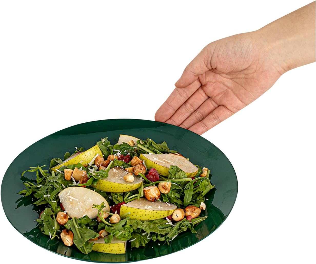 Restaurantware Moderna 9 Inch Premium Disposable Plates 40 Round Plastic Plates For Parties - Durable Heavy-duty Forest Green Plastic Dinner Plates For Warm And Cold Foods Ideal For Cafes - Image 13