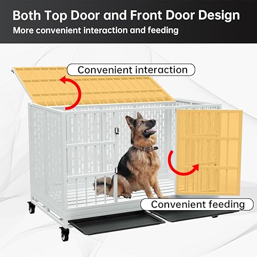 Miniatura 6 de Jaula resistente para perros de 48121,9296,52 cm con ruedas, jaula plegable de metal para perros grandes y medianos, jaula extra grande XL XXL