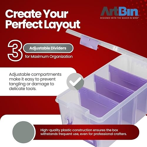 Miniatura 5 de ArtBin Semi Satchel - Organizador portátil para manualidades con 3 divisores, estuche de almacenamiento de plástico transparente para suministros de