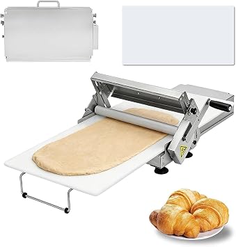 Folding Dough Sheeter, Manual Dough Roller Machine,Adjustable Thickness 0-25mm,Suitable for Making Bread and PastriesSizeModel 400,ColorWhite