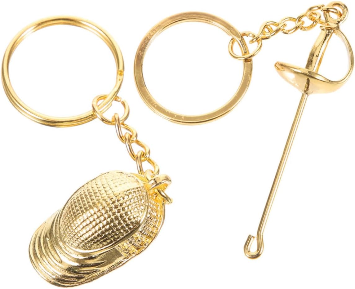 BESPORTBLE Fencing Keychain 2pcs Metal Golden Decorative Pendant for Fans