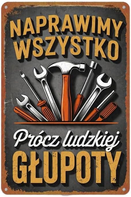 Retro Polish Slogan Hand Tool Pattern Vintage Wall Art Aluminium Metal Sign