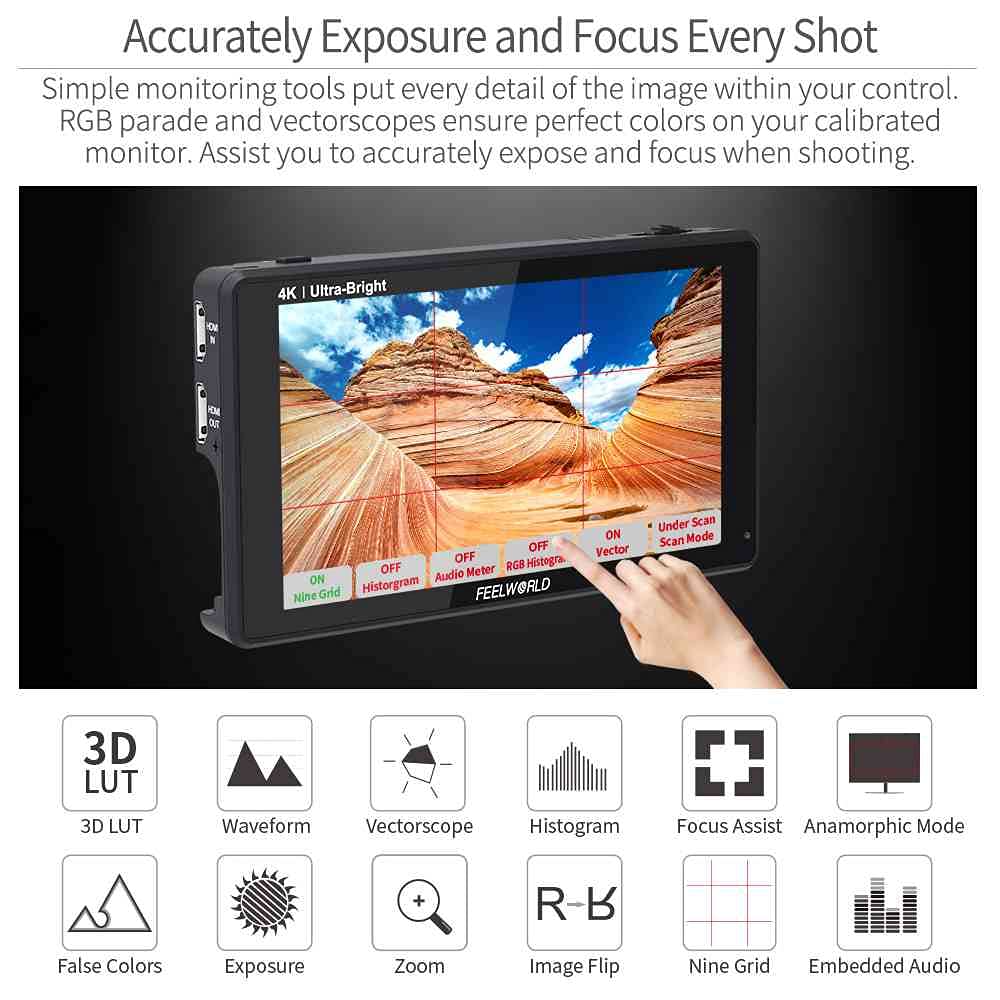 ★キニョネス★FEELWORLD★LUT6★2600nit★field FEELWORLD LUT6 6 Inch 2600nits HDR 3D LUT Touch Screen DSLR
