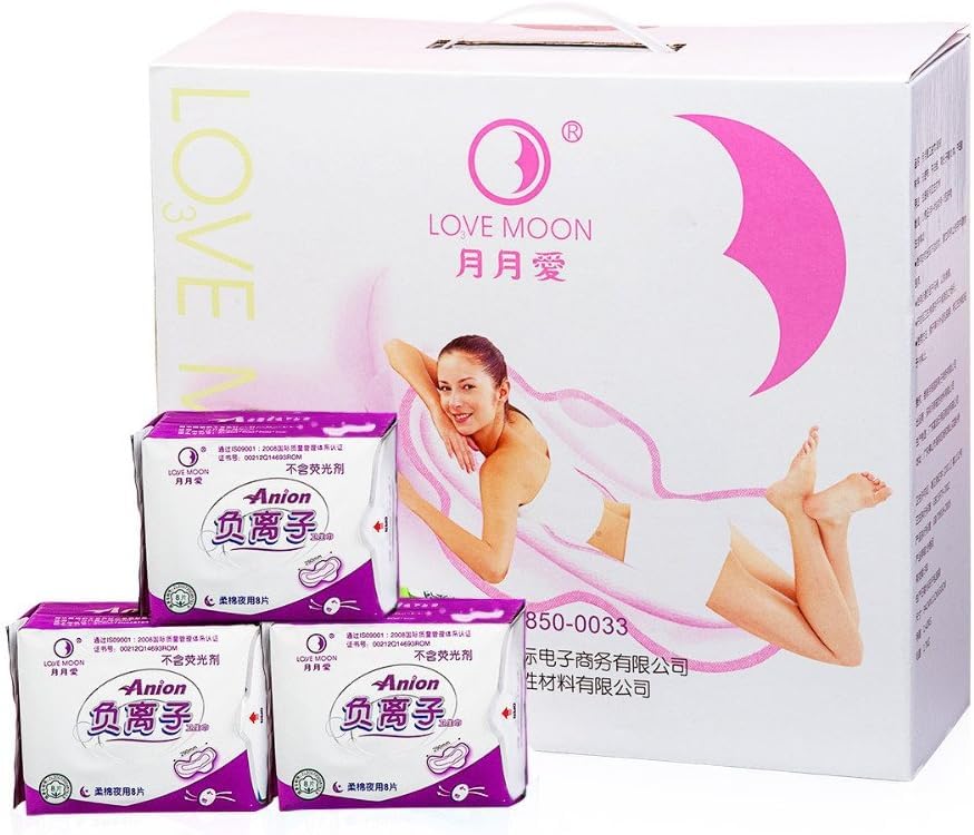 Winalite Lovemoon podpaski higieniczne na noc, podkładki anionowe WinIon anionowe podpaski higieniczne podkładka na noc (16 opakowań x 8 wkładek)