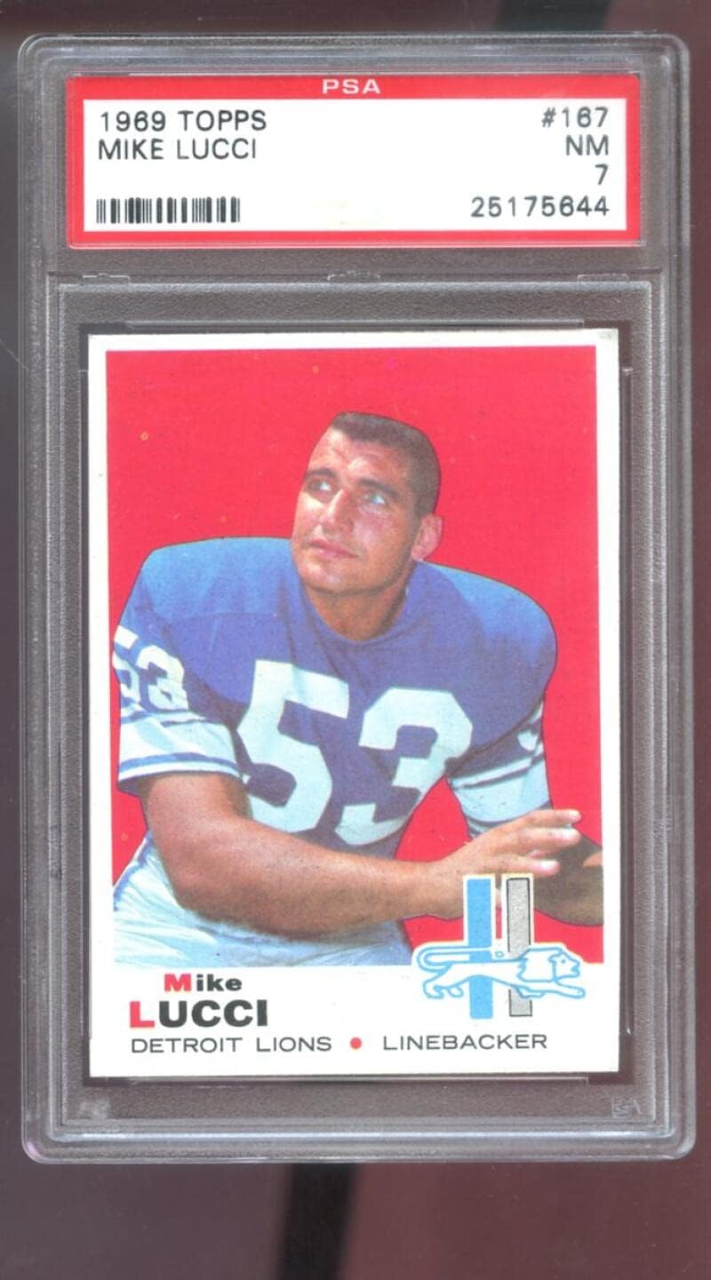 1969 Topps #167 Mike Lucci PSA 7 Graded Football Card NFL NM Detroit Lions