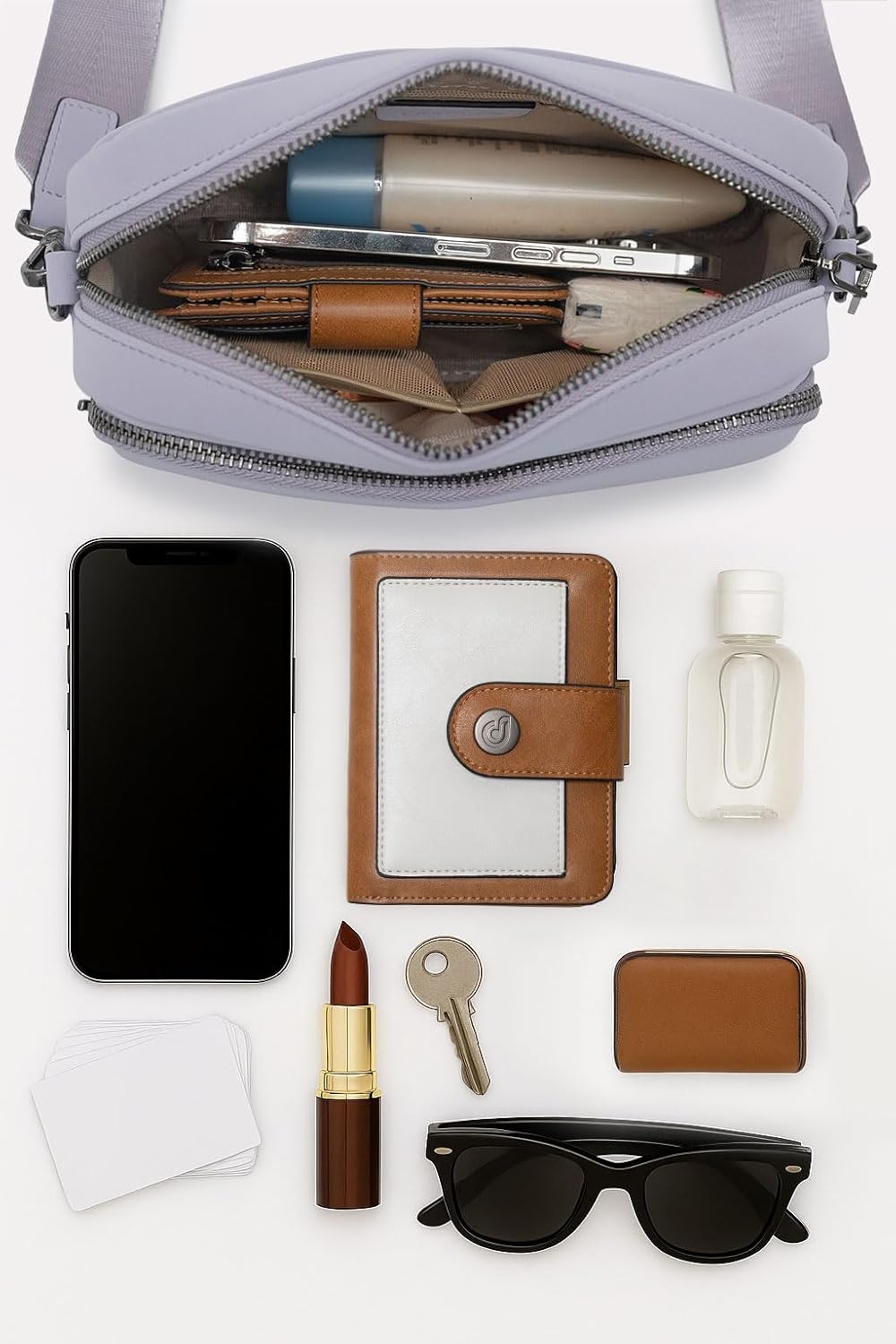 Small Crossbody Bag for Women, Triple Zipper Purse with Card Slots, Lightweight Shoulder Bag for Travel - Image 4