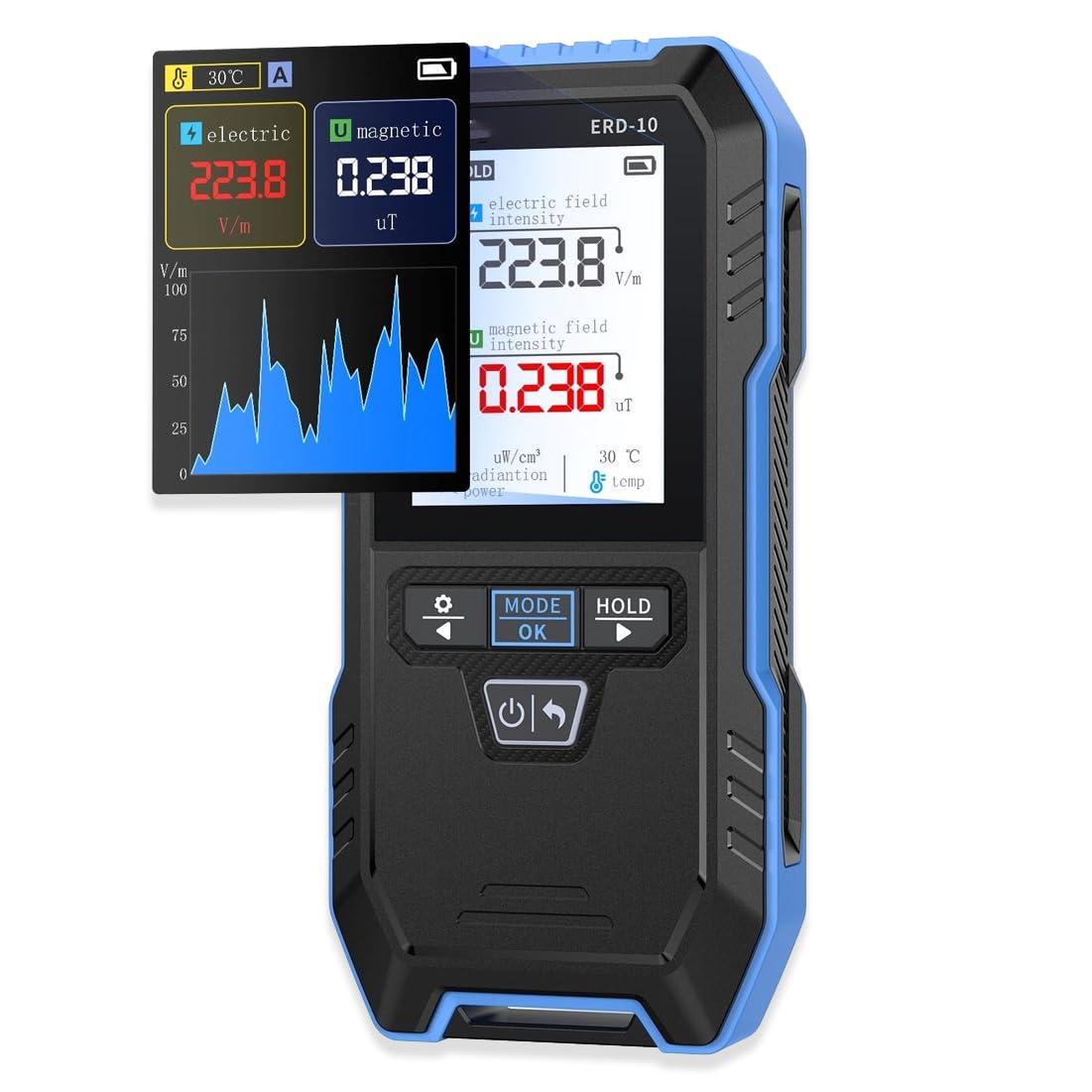 EMF Meter, Electromagnetic Field Detector with EF MF RF, Rechargeable RF Meter with Curve Mode, Sound Light Alarm for Home Office