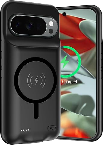 Battery Case for Google Pixel 9 Pro XL/ 10 Pro XL,10000mAh Rechargeable Portable Charging Case with Wireless Charging Compatible for Google Pixel 6.8 inch Extended Battery Pack Charger Cover Black