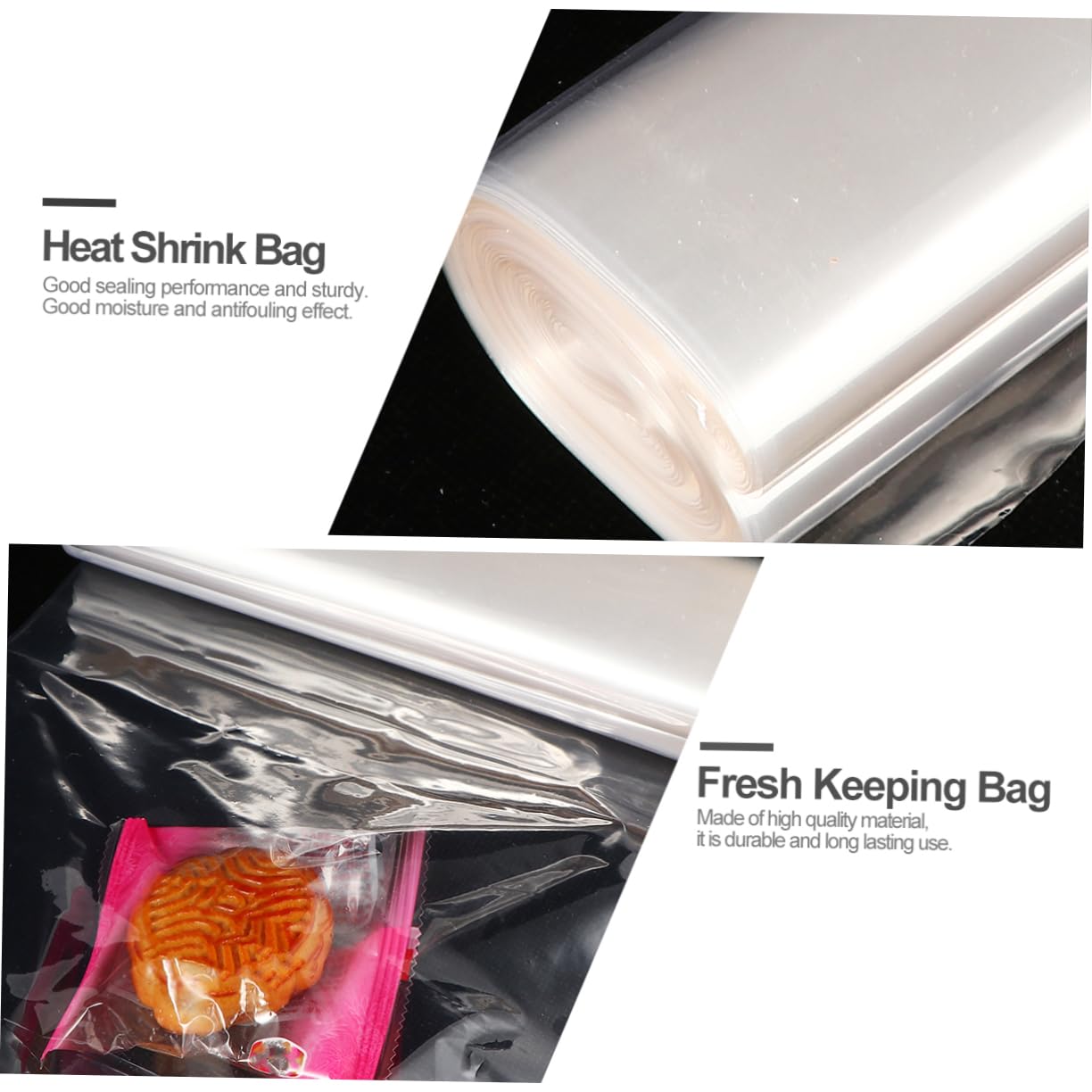 1 Roll Clear Odorless Heat Shrink Film Packaging Wrap Wide Heat Shrink Bag for Food Storage Moisture Protection and Displaying Items Like Candy Rice