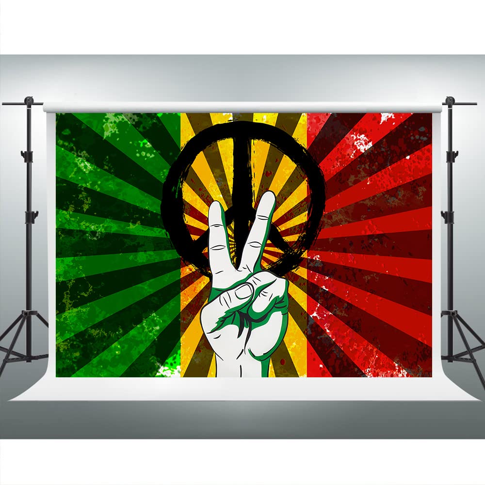 VIDMOT Rasta Jamaican Themed Party Backdrop Reggae Rastafari Grafitti Photography Background 10x8ft Photo Booth Studio Props BJXPVV67