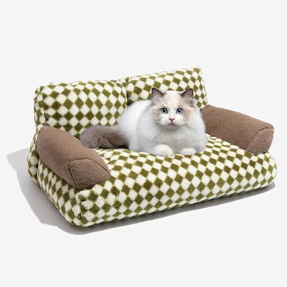 EZOPII Pet Couch Sofa Bed, Checkers Plaid Washable Cat