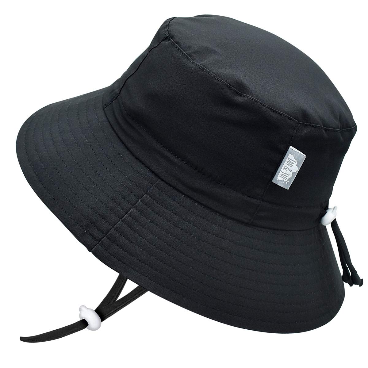 JAN & JUL 50+ UPF Bucket Hat for Toddler Kids, with Strap (L: 2-5T, Black)