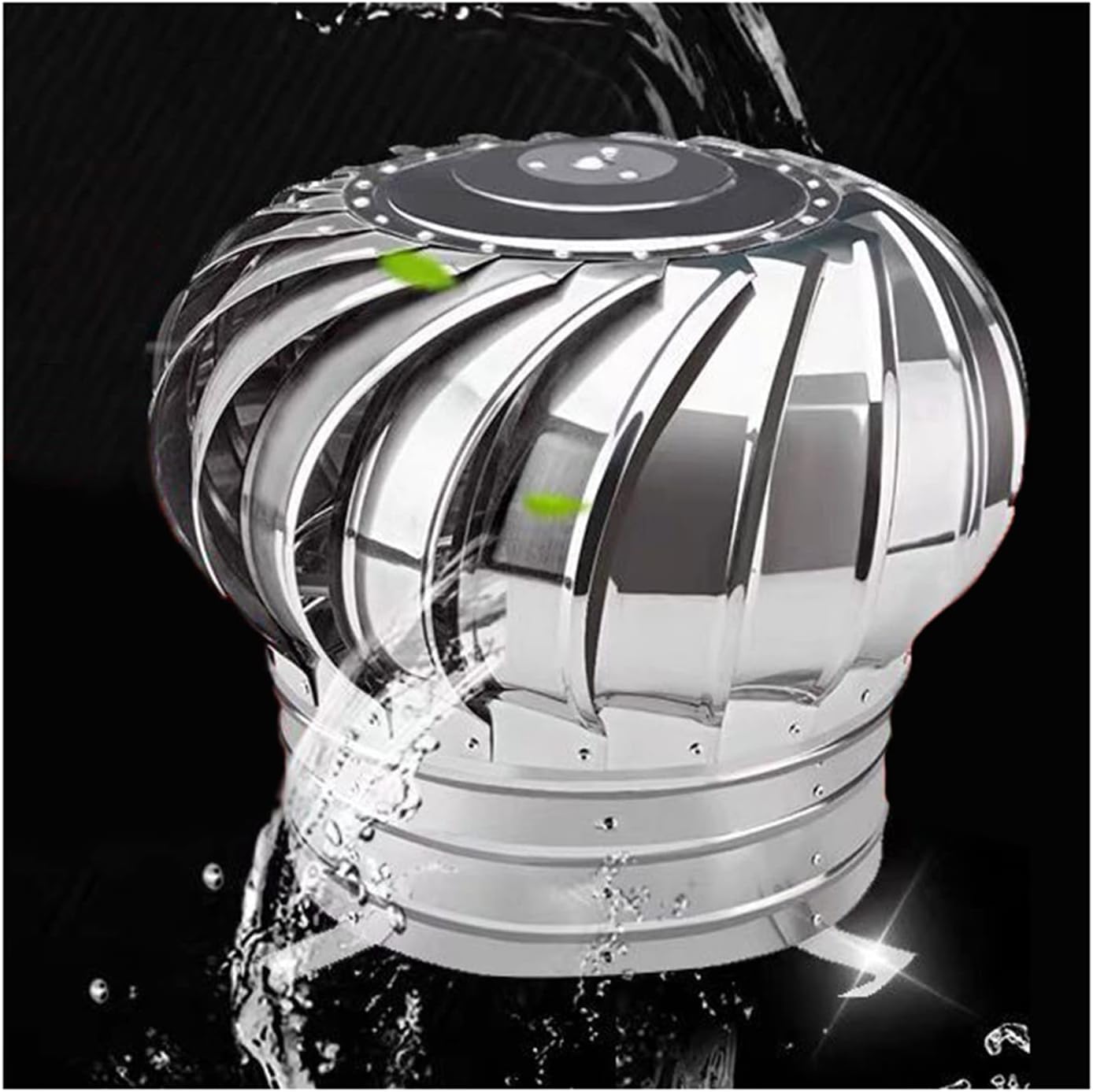 Stainless Steel Chimney Cowl Ventilator - Rotating Roof Vent Cap Anti-Downdraught Spinner 100-500mm Adjustable 400mm Diameter Ventilation Solution
