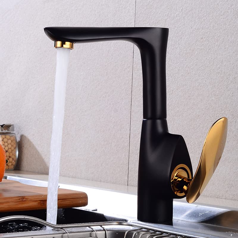 Robinet d'évier de cuisine en laiton noir et or design farmhouse 360