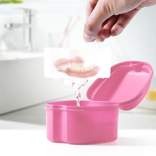 Miniatura 6 de JMU Estuche de baño para dentadura, taza para remojar dentaduras con bandeja de cesta coladora para dentaduras, estuche de almacenamiento protector