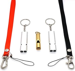 Whistles with Lanyard Emergency Whistle Brass Aluminum Loud Alarm for Safety Camping Hiking Hunting Fishing Dog Training C...