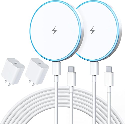 Paquete de 2 cargadores inalámbricos magnéticos MagSafe para iPhone 17 y 16, almohadilla de carga rápida con 2 bloques de carga USB C de Apple para