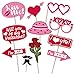 Valentine's Day Photo Booth Props Happy Lovers Selfie Photobooth Props, Valentine Creative Funny Backdrop Decorations Supplies Wedding Party Games Selfie Posing Signs DIY Craft 25 Pcs/Set