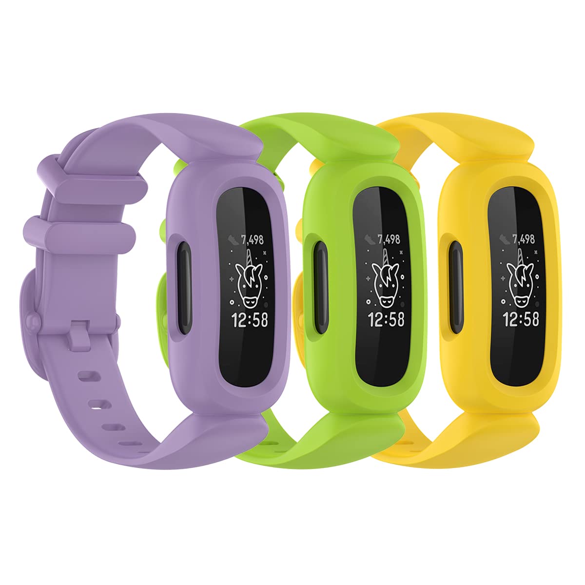 honecumi3 Pack Ace 3 Straps Compatible with Fitbit Ace 3 Watch Bands for Kids Children Girls Boys Colorful Skin-Friendly Ace 3 Watch Strap Wristband Replacement Accessory for Boy Girl Gift