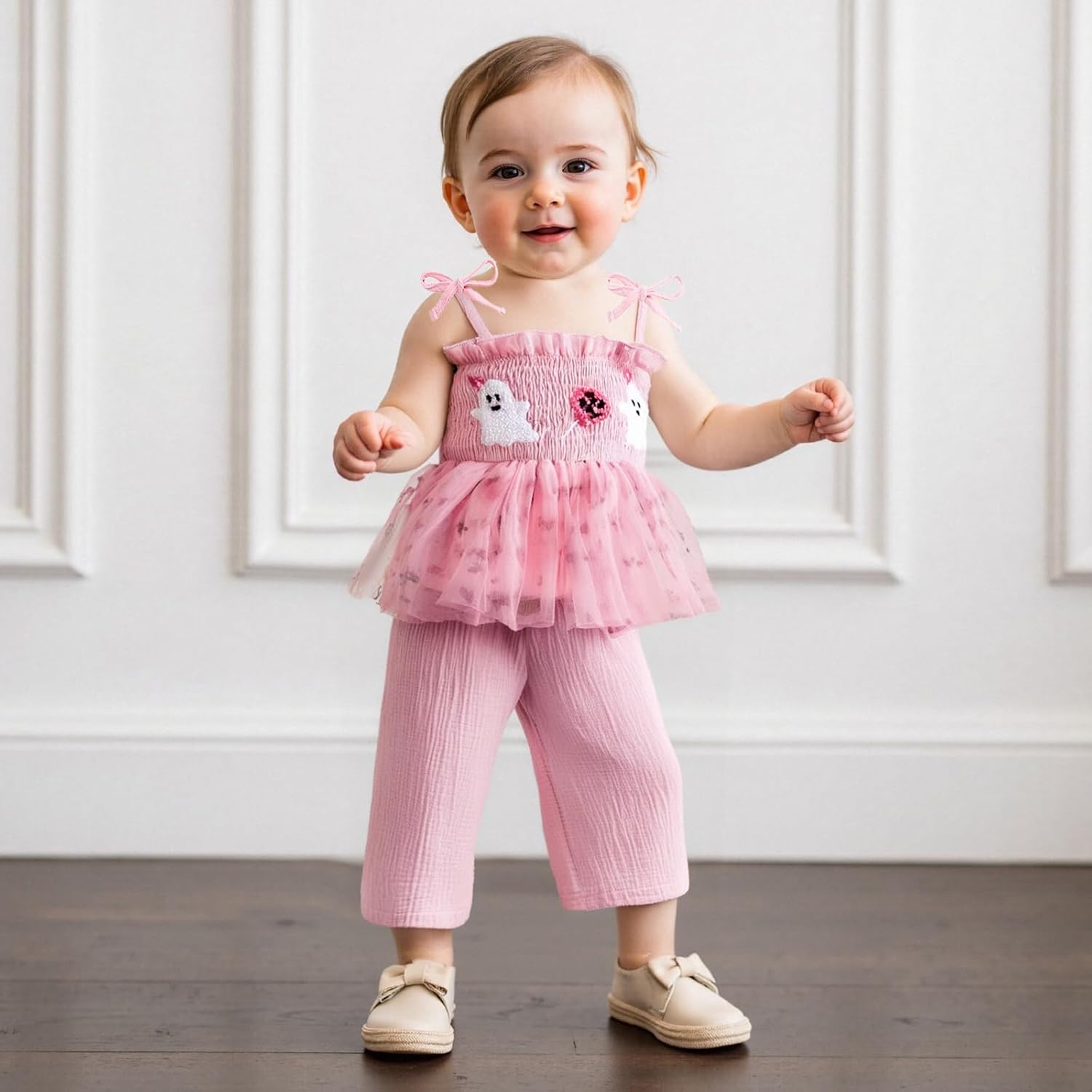 Baby Halloween Outfit Pumpkin Face Vest Long Pants Toddler Set