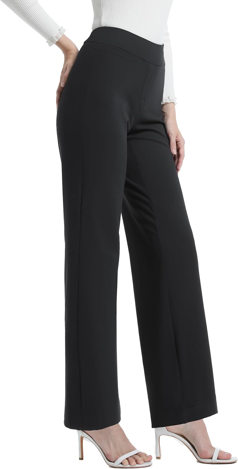V VOCNI Women Dress Pants Wide Leg Pull On Work Pants High Waist Bootcut Trousers Business Casual Slacks - Image 4