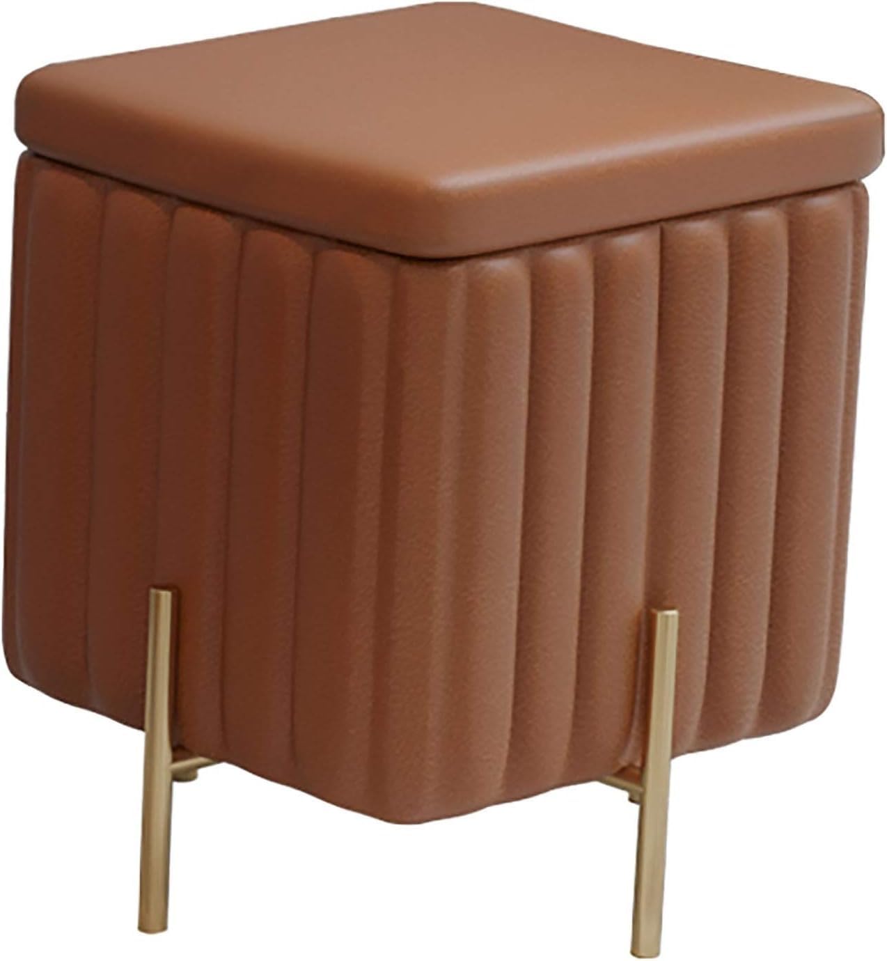 Pouf de rangement en flanelle marron : assise haut de gamme