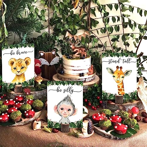 image for Buerhanerry 8Pcs Jungle Safari Centerpieces and Wooden Stands, Safari 