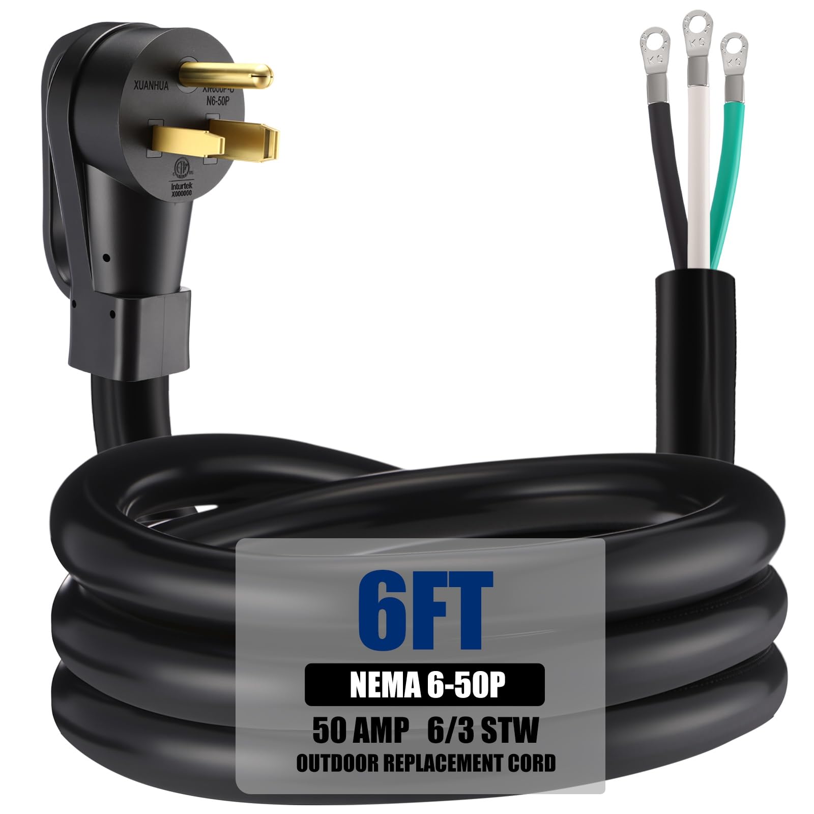 ファイヤーワイヤー　6.6 Kanayu 6.6 FT 6 AWG 3 Prong Replacement Power Cord Compatible with