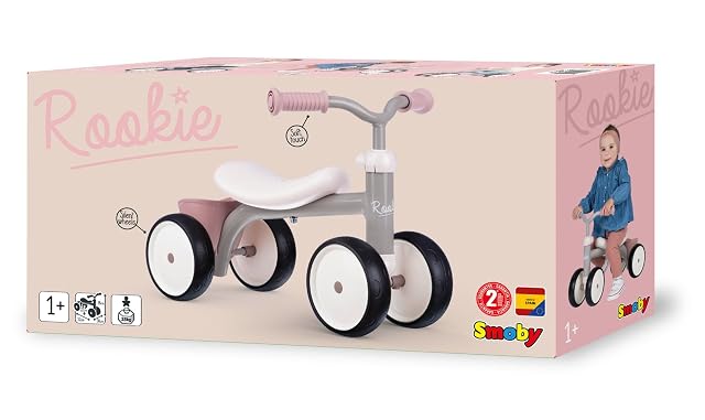Foto 7 de 7 de Smoby, Correpasillos Rookie Rosa, 4 Ruedas Silenciosas, Estructura de Metal, Compartimento Trasero, 7600721405