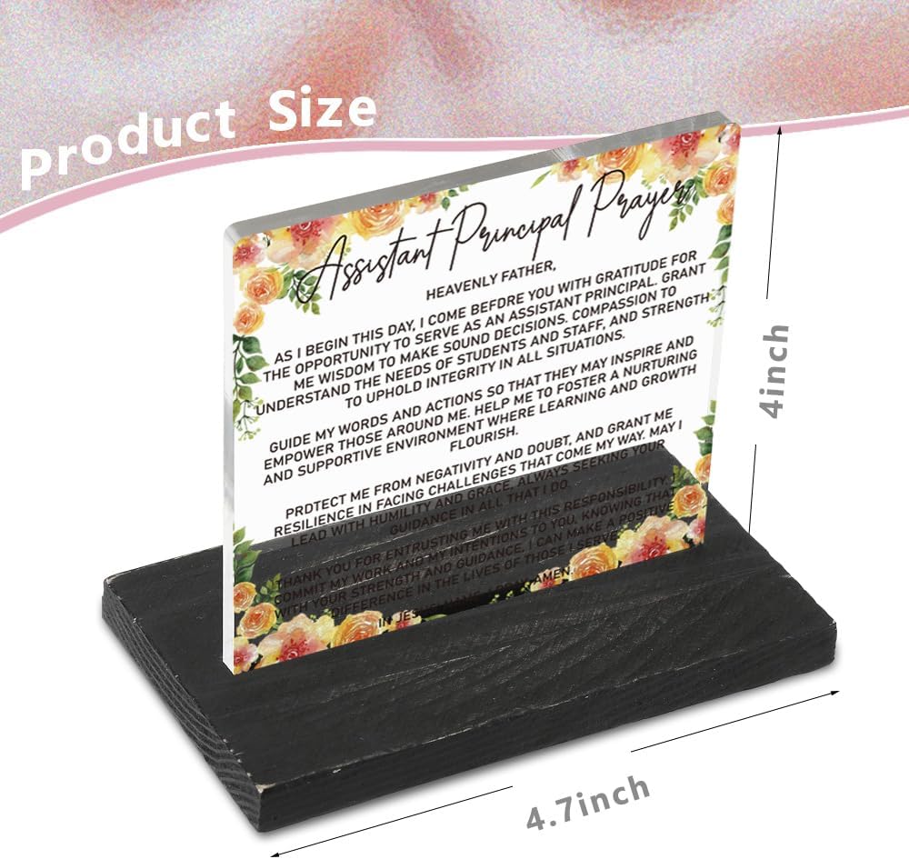Assistant Principal Prayer Gift, Christian Appreciation Desk Sign with Floral Design, Thank You Gift for School Admin Women Men, Inspirational Office Decor Acrylic Plaque YCT33 - Image 6
