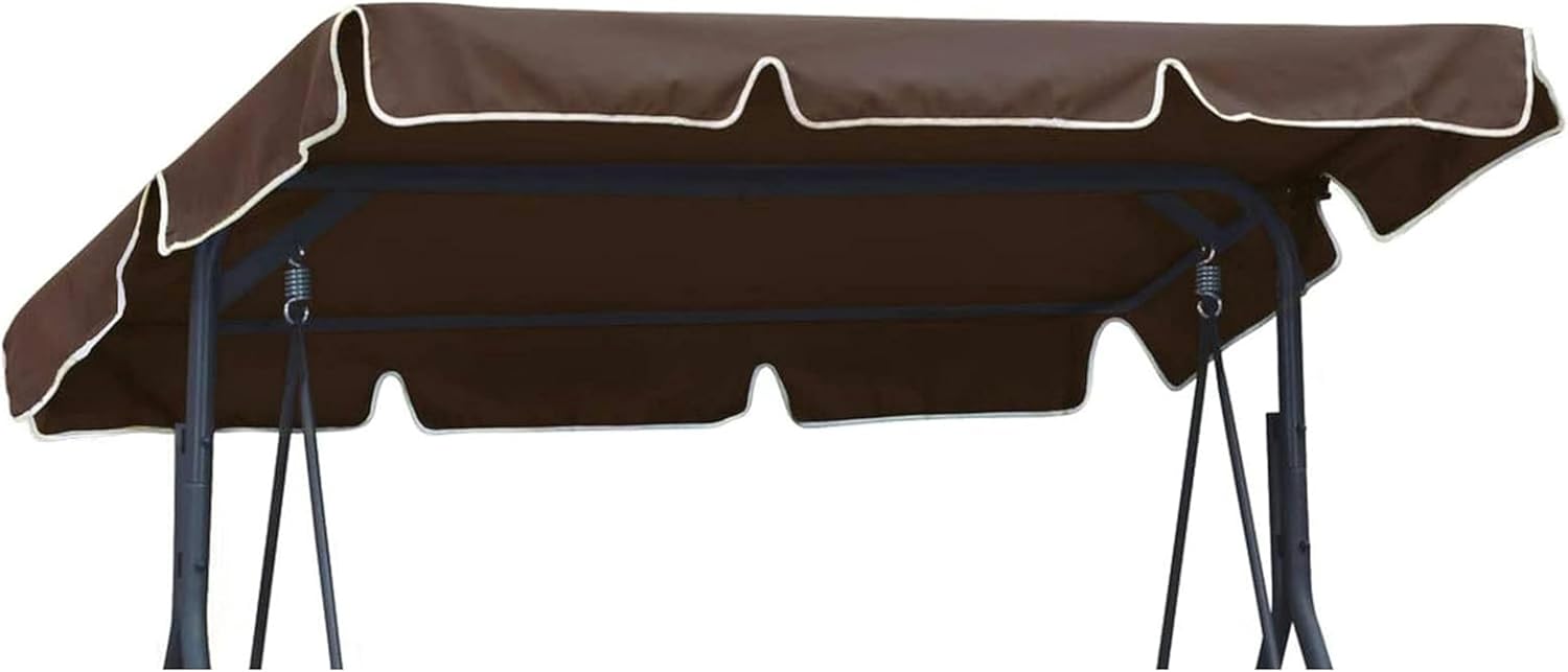 Replacement Canopy for Swing,Outdoor Swing Canopy Replacement Porch Top Cover 2-3 Seater Waterproof Top Cover for Patio Swing Garden Swing Outdoor,Green,195x125x15cm*1, Coffee