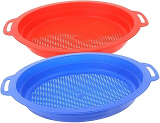 2pcs Plastic Sand Sifters Lightweight Portable Beach for Blue and Red Plaything for Outdoor Sandbox and Playground Fun