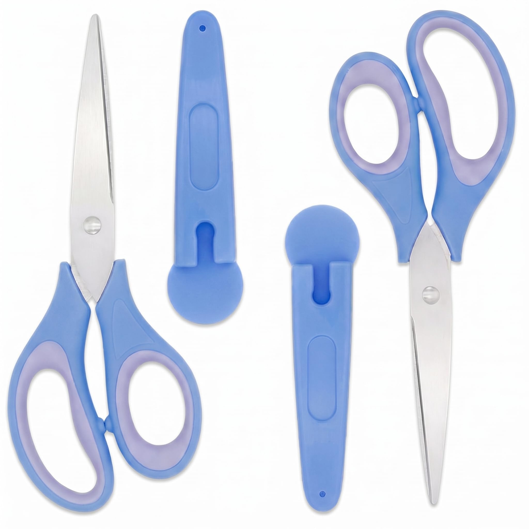 2-Pack 6.3-inch Blue Comfort Grip Scissors for Office, Crafts & School - Ultra Sharp Blades, Durable, Ideal for Kids & Adults Yard, Patio, Garden Cleaning