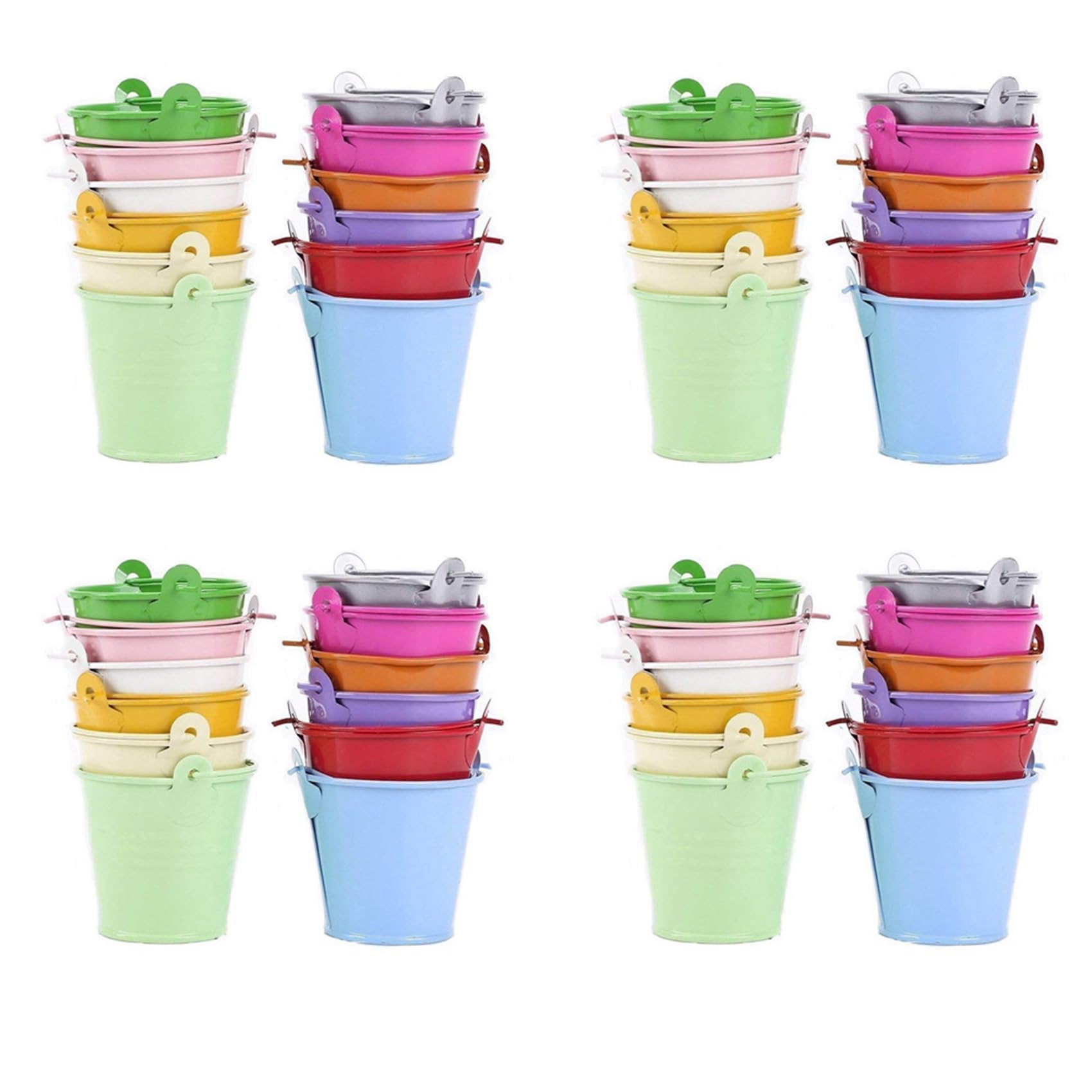Mini seaux métal colorés pour remplacer vos pots de fleurs et décorer vos tables
