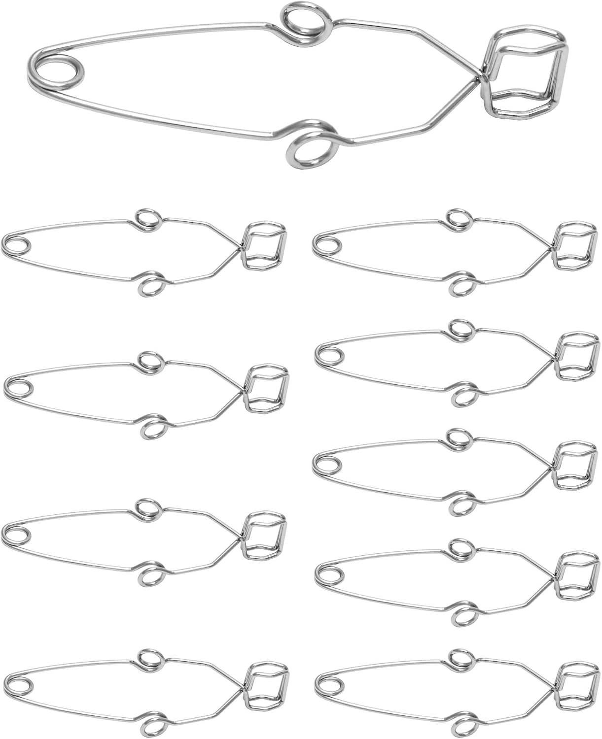 QWORK Lab Test Tube Clamp, 10 Pcs Chrome-Plated Spring Test Tube Clip with Finger Grip, 14.5cm(5-11/16in) Experiment Testing Holder Tool