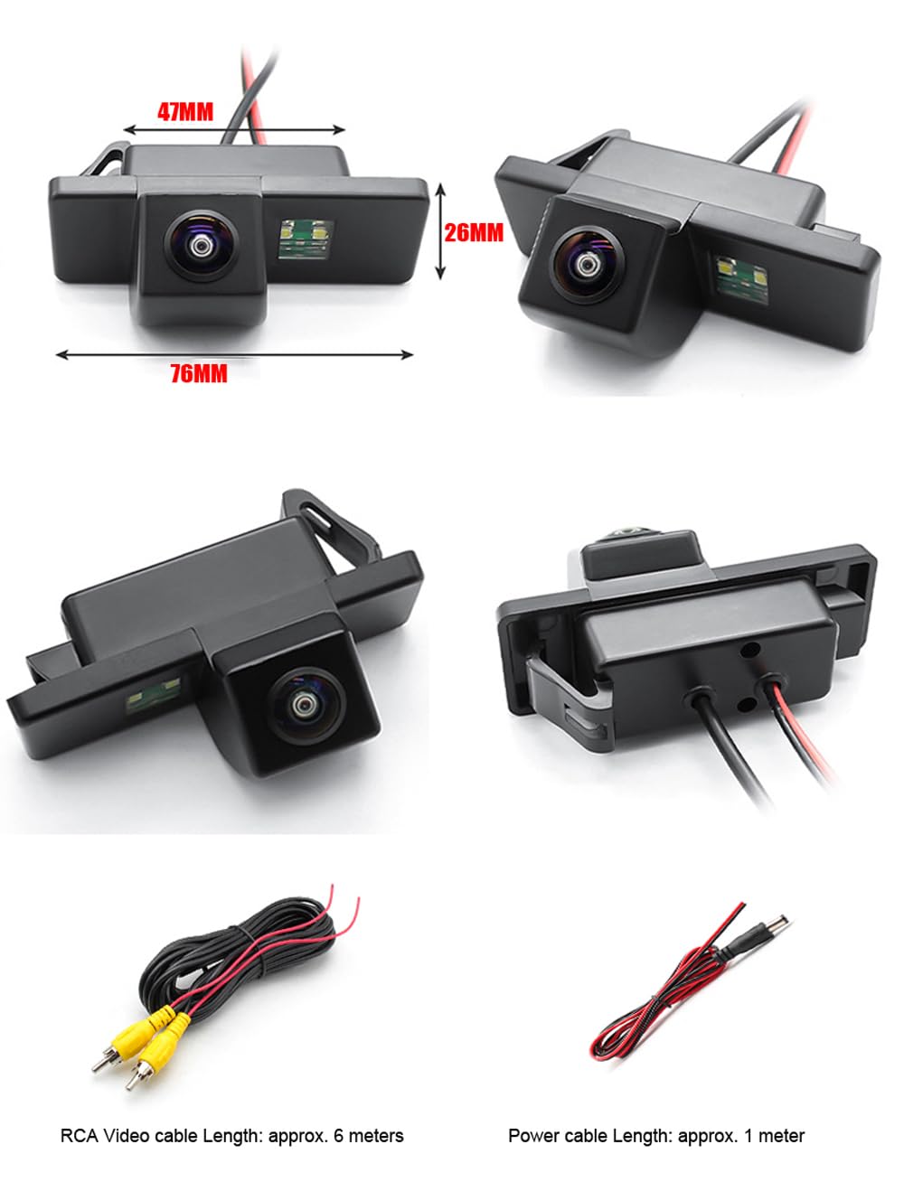 Caméra de recul pour voiture compatible avec Nissan Juke Note Qashqai X-Trial Citroën C2 C3 C4 C5 C6 Peugeot 307 308 208 2008 3008 Kit de caméra de stationnement Caméra de recul