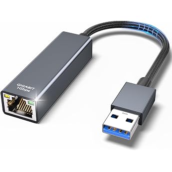 USB Ethernet Adapter - 1000Mbps USB LAN Adapter to RJ45 Gigabit Driver-free Network Adapter Made of Aluminium and Nylon with MacBook Surface Pro Notebook PC Windows 11/10/8.1/XP/Vista