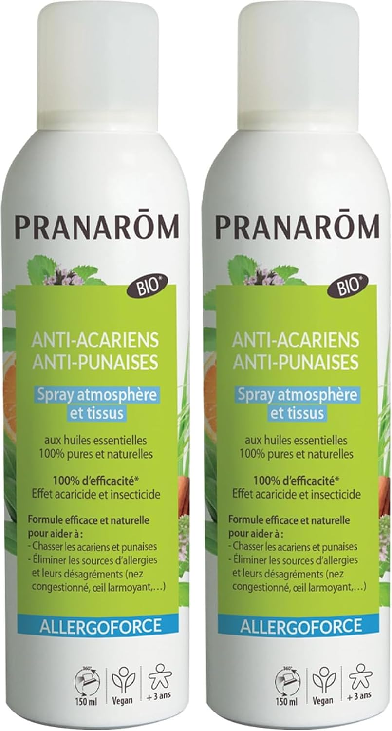 Pranarôm – Spray anti-acariens et punaises de lit ALLERGOFORCE – Efficacité prouvée – Elimine 100% des acariens et punaises de lit - 150 ml (Lot de 2) — vue 2