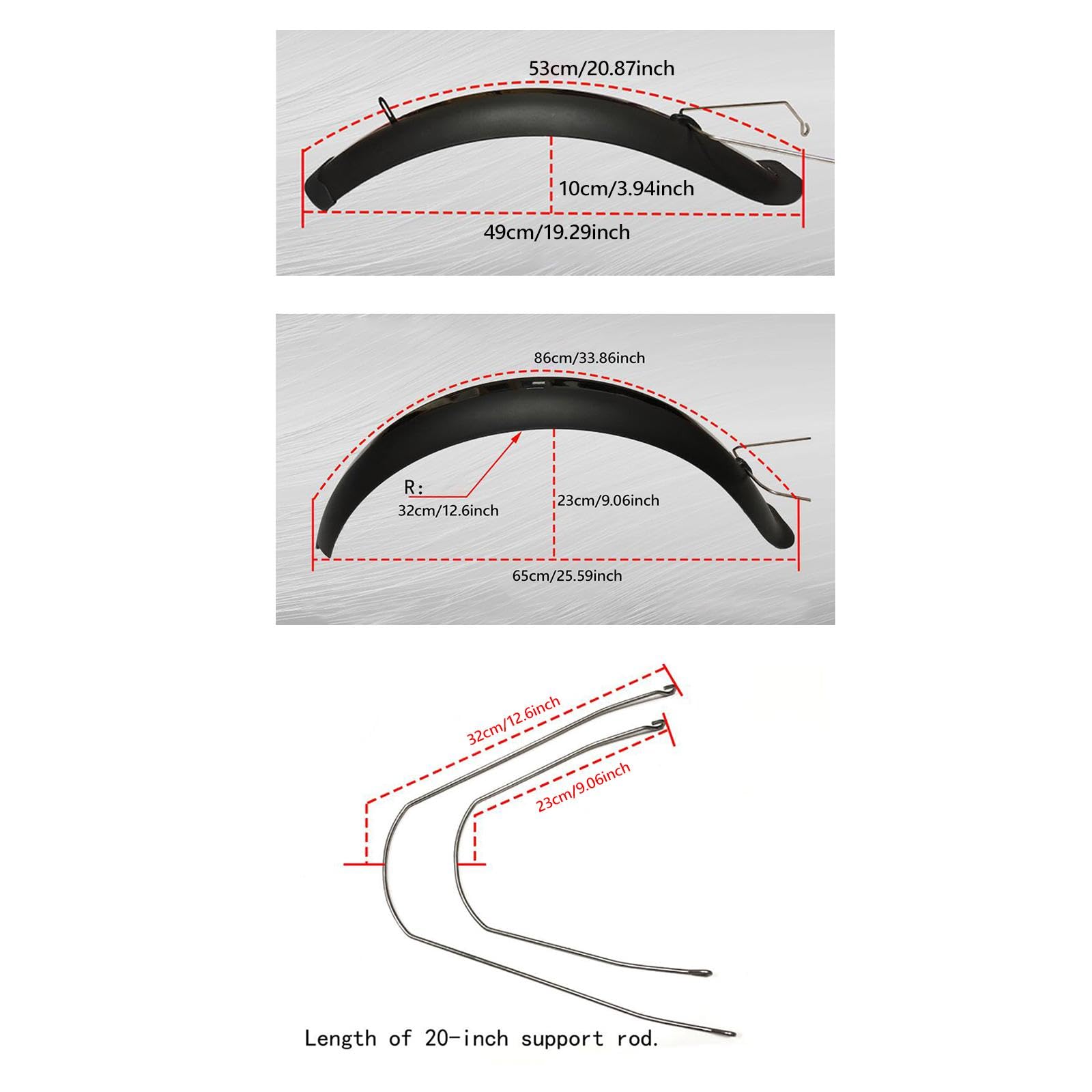 LOVIVER Parafango per Bici Parafango Anteriore Posteriore Set di Pezzi di Ricambio Professional Direct Sostituisce parafango per Mountain Bike da 20 Pollici