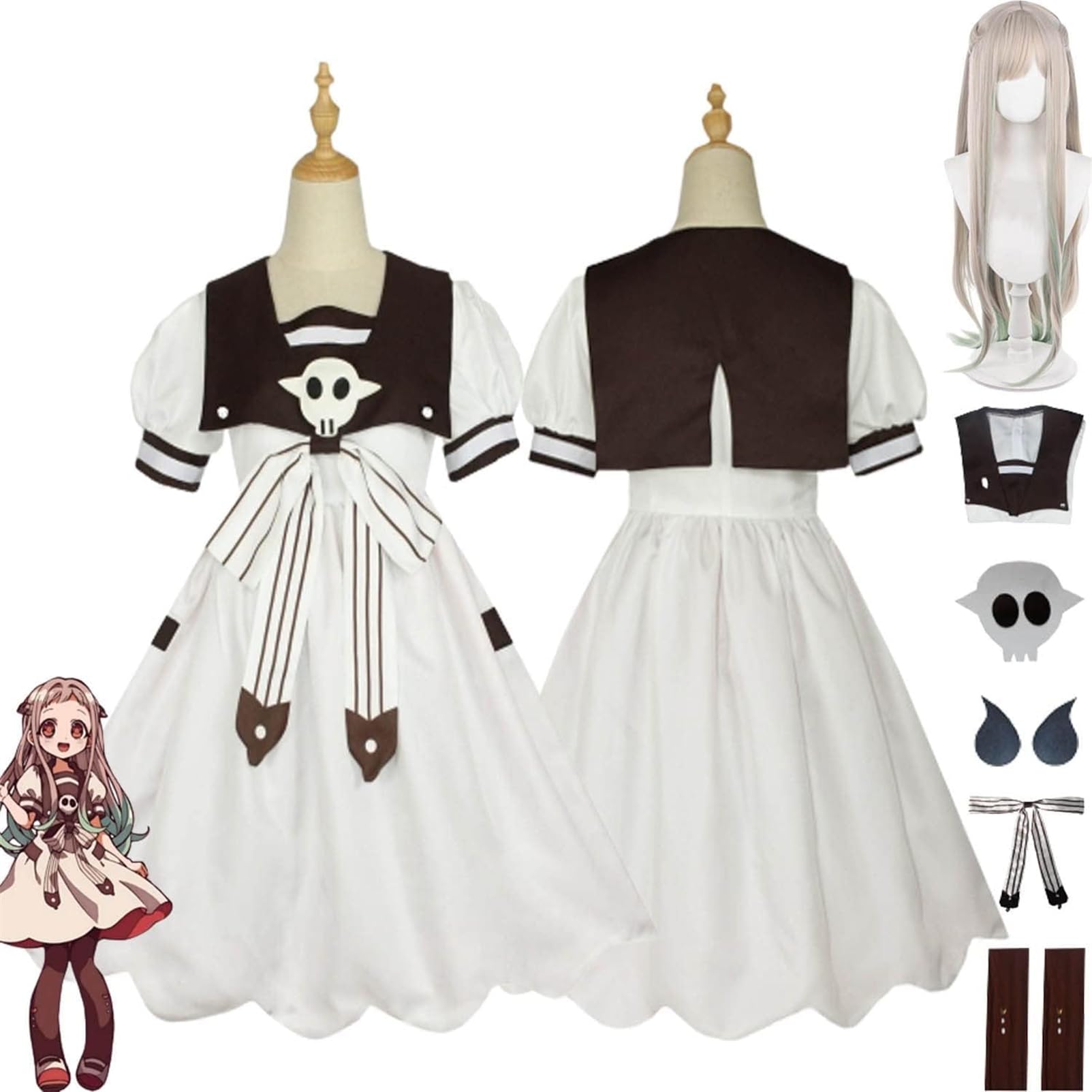 GeRRiT Yashiro Nene - Disfraz de cosplay de anime Hanako-kun, traje de cosplay de manga corta Yashiro Nene con accesorios para mujeres y niñas, Uniforme Escolar Lolita