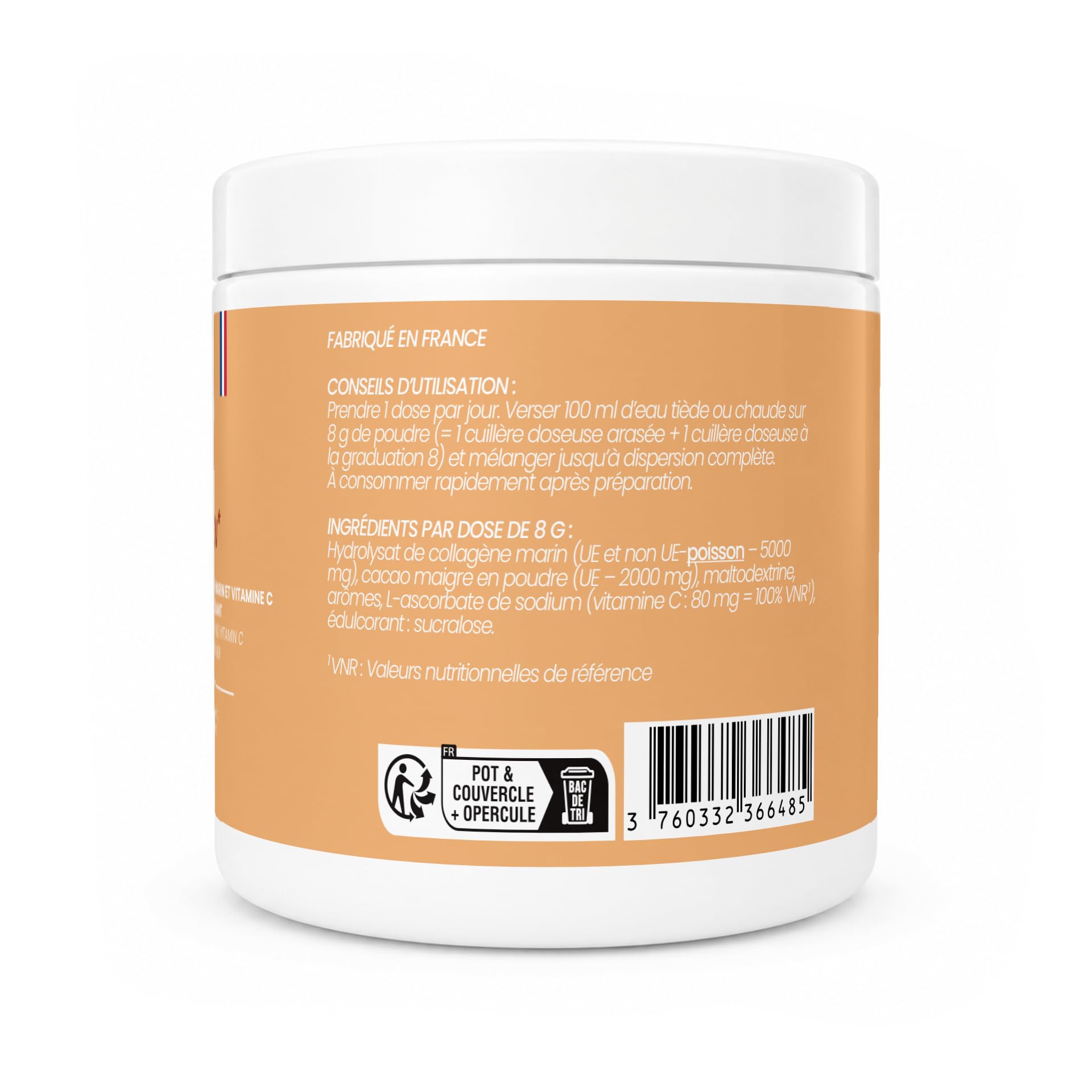 Cho’Collagen – Collagène Marin 5000 mg & Vitamine C – Poudre Chocolat – Complément Alimentaire Peau, Éclat & Collagène – 30 Doses – Fabriqué en France