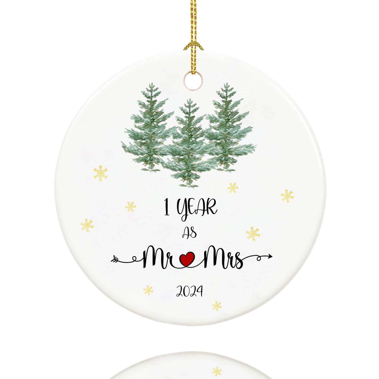 Aniversario de papel de 1 año 2024, regalos de primer aniversario para pareja, primer aniversario de boda para marido y esposa, decoración de Navidad de cerámica de 2.9 pulgadas