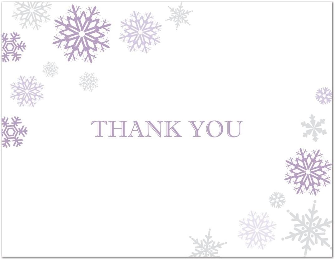 MyExpression.com 50 Cnt Snowflakes Thank You Cards (Purple and Grey)