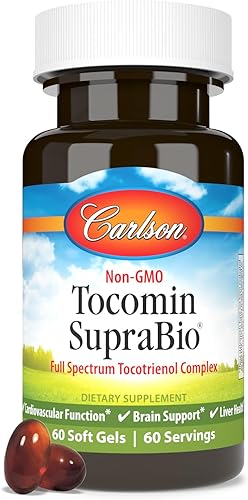 Miniatura 5 de Carlson - Tocomin SupraBio, Complejo de tocotrienol de espectro completo, tocotrienoles sin OMG, alfa, beta, gamma, delta, 60 cápsulas blandas